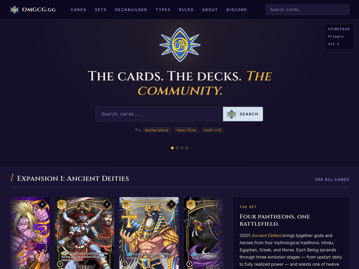 OMGCG — trading card game community platform